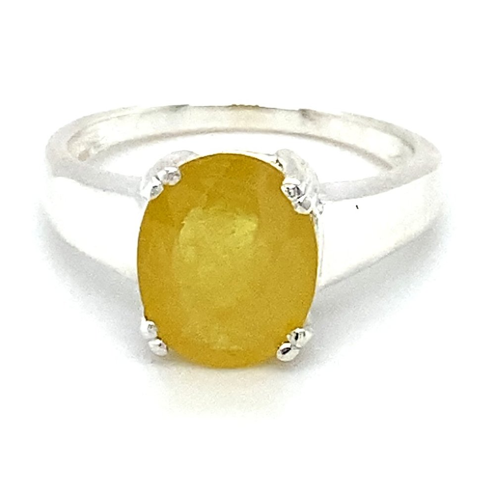 Yellow Sapphire 2.20ct Platinum Solid Silver Ring